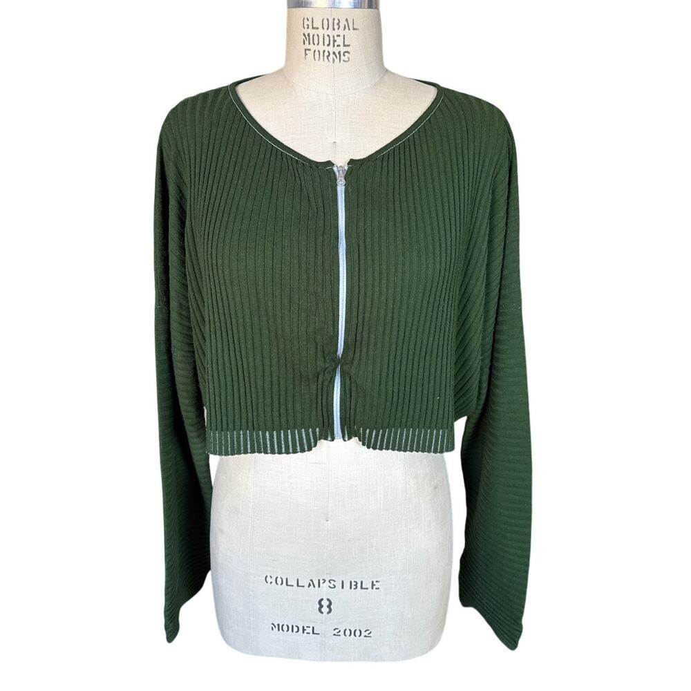 Amomento Ribbed Green Oversized Cardigan Size Small/ Medium